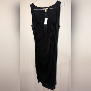 Banana Republic Black Side Ruched Midi Dress